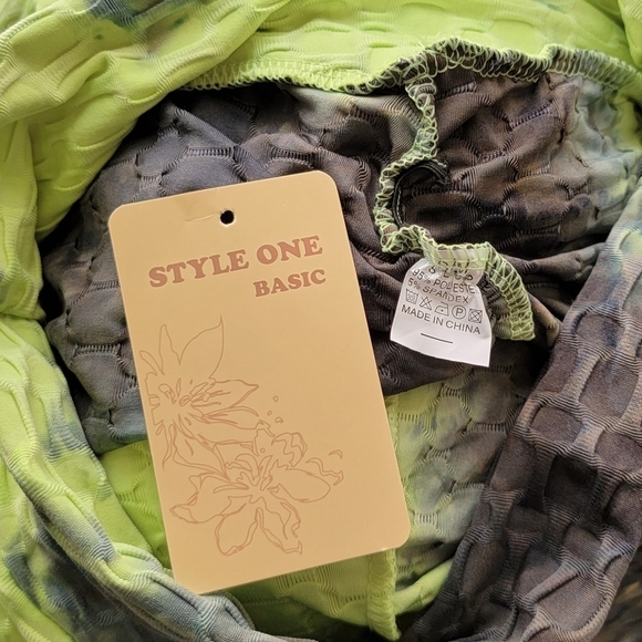 Tik Tok Tye Die Anti-Cellulite Neon Green Leggings - Picture 9 of 9